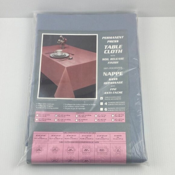 NEW Fabric Tablecloth Blue Gray 60 x 84 - Picture 1 of 10